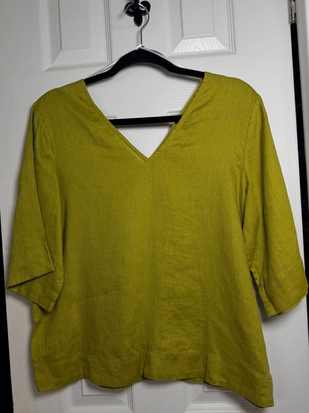 Boden 100% Linen V-Neck Blouse Top Chartreuse Lime Green US 6 UK 10